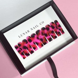 Pink Tortoise Press On Nails | Tortoise Shell | Summer Neon Nails | Pink Nails