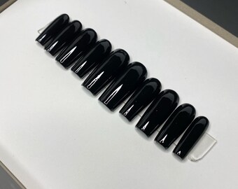 Black Press On Nails | Long Square