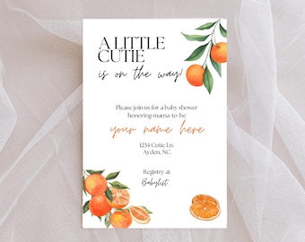 Orange Baby Shower Einladung Vorlage (Digitaler Download)