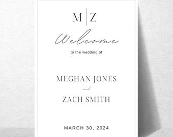Anpassbare Hochzeit Willkommensschild Vorlage (PDF)