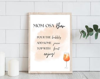 Mom-osa Baby Brautparty Orange Drink Schild Vorlage