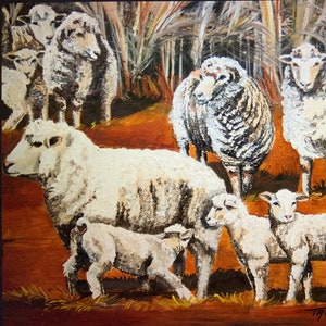 God’s people, Sheep of His pasture, Jesus’ lambs, Print ( Canvas or Regular) of Original oil painting,Titled “PSALM 100:3”, FREE SHIPPING