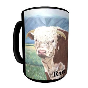 American registered horned Hereford bull ceramic mug coffee cup
