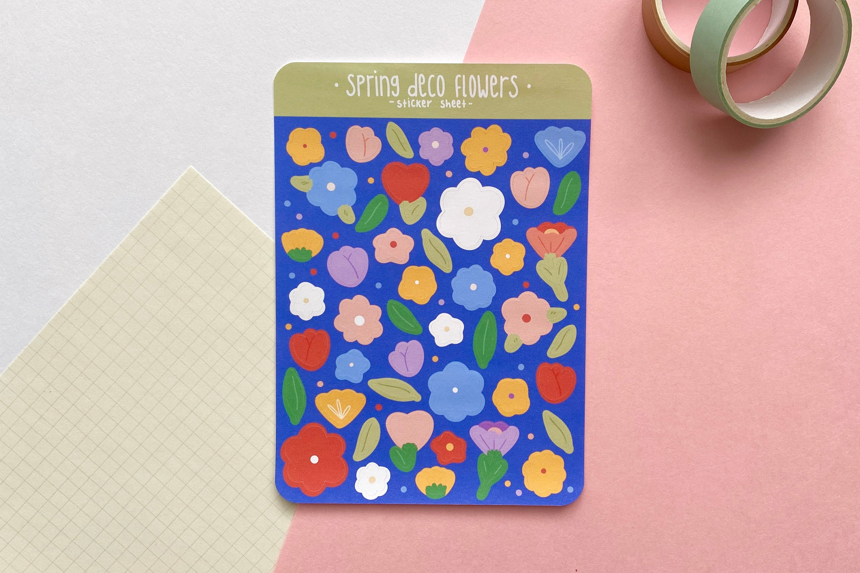 Spring Deco Flowers Sticker Sheet - Planner & Journal Stickers - Etsy