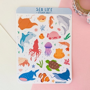 Sea Life Sticker Sheet - Planner & Journal Stickers