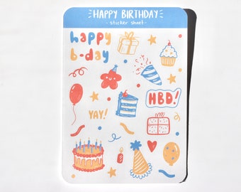 Happy Birthday Sticker Sheet - Planner & Journal Stickers