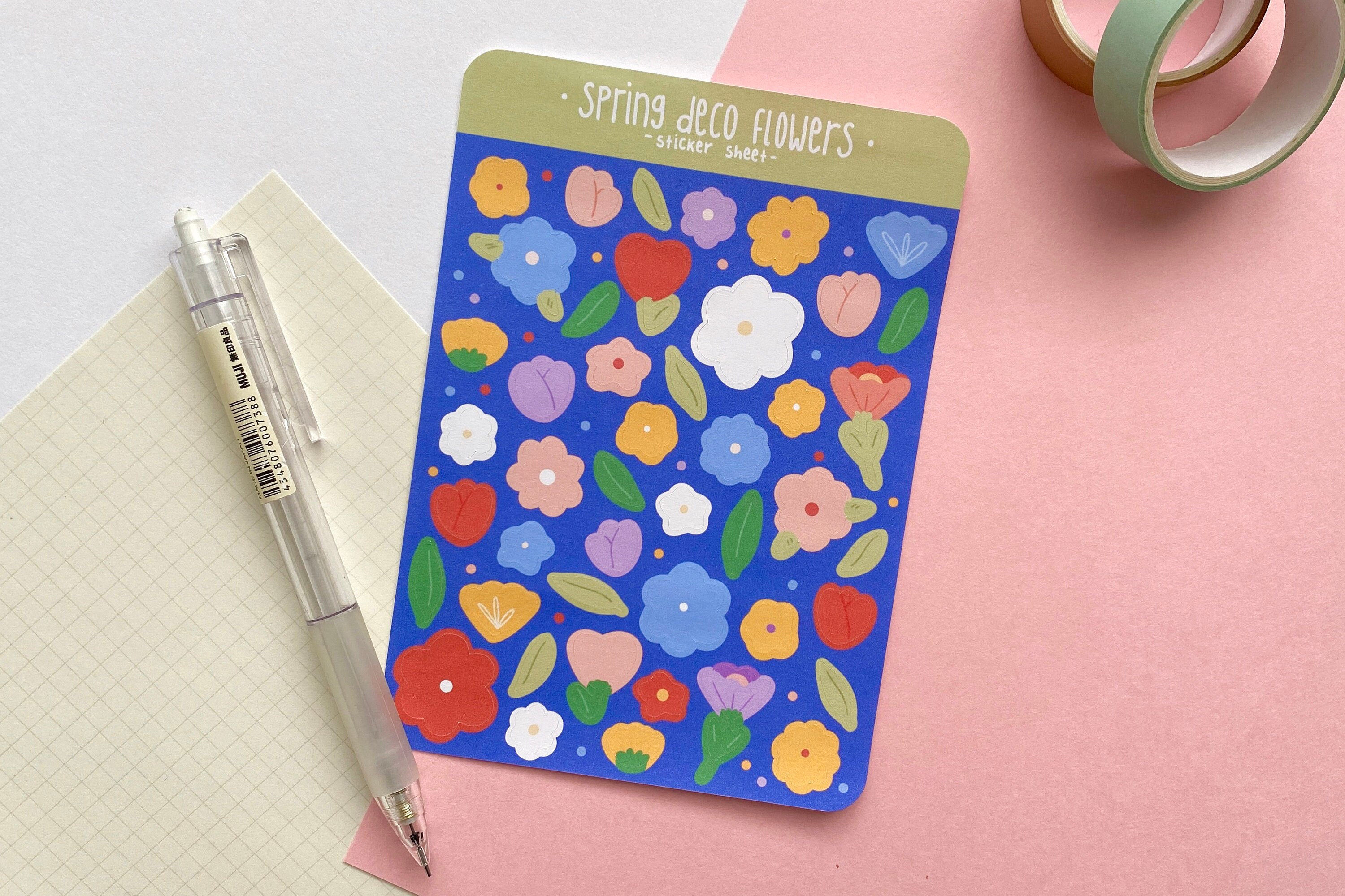 Spring Deco Flowers Sticker Sheet - Planner & Journal Stickers - Etsy