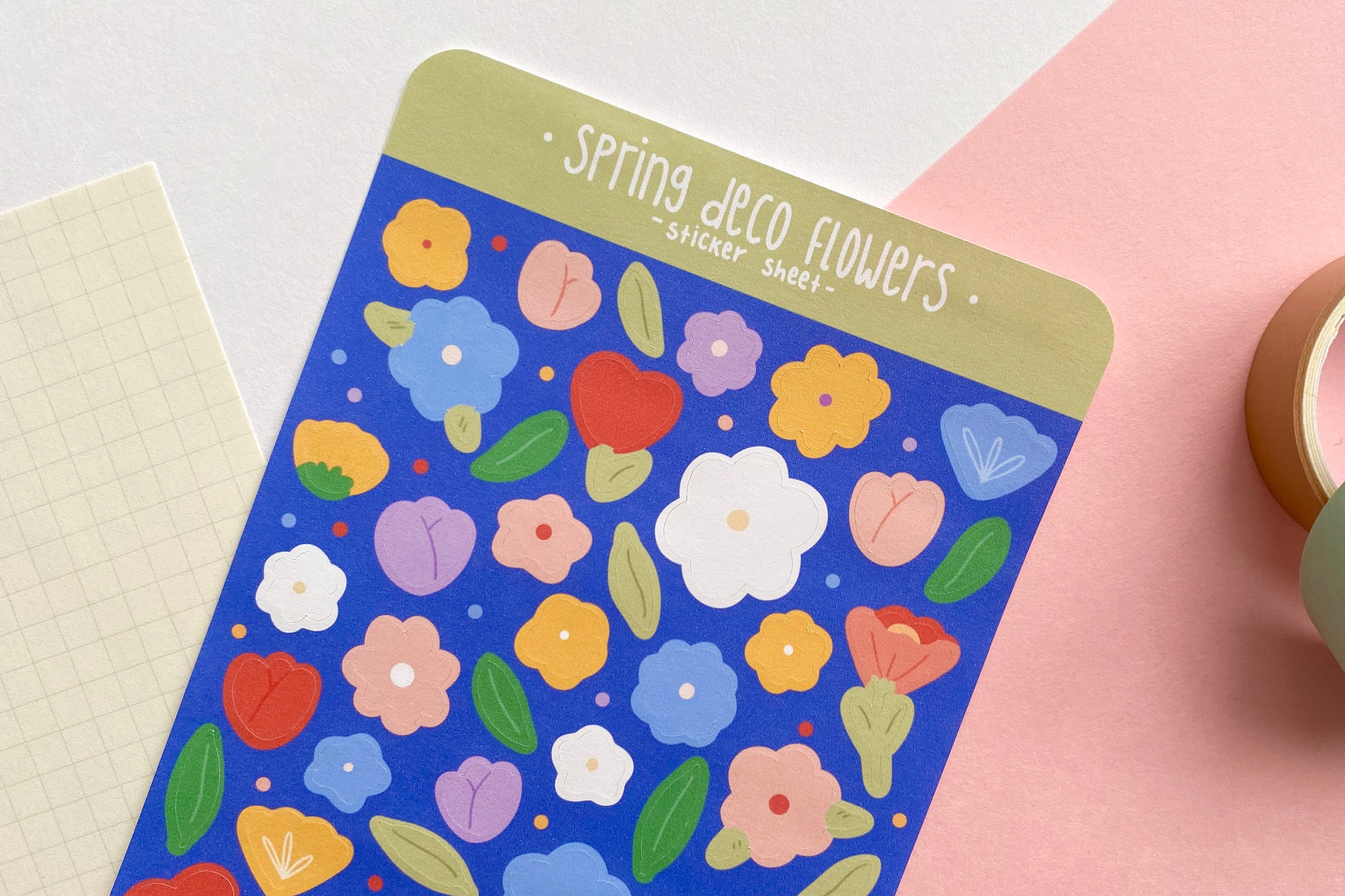 Spring Deco Flowers Sticker Sheet - Planner & Journal Stickers - Etsy