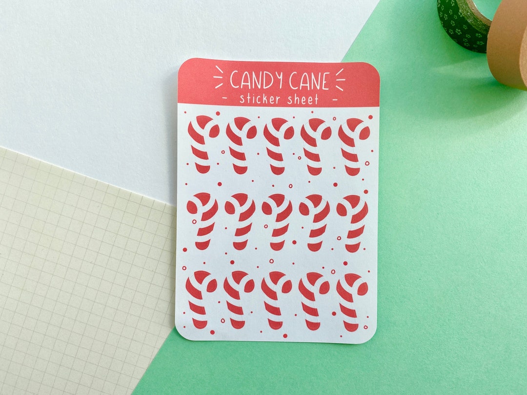 Candy Cane Mini Decal Sticker Sheet - Planner & Journal Stickers - Etsy