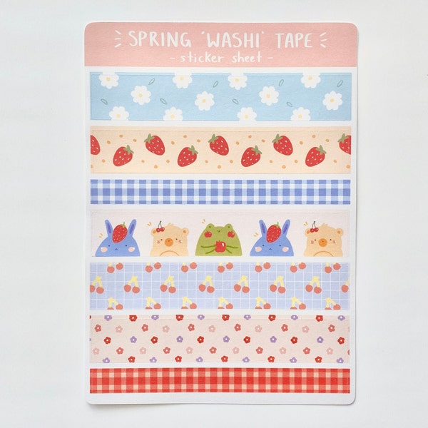 Spring 'Washi Tape' Sticker Sheet - Planner & Journal Stickers
