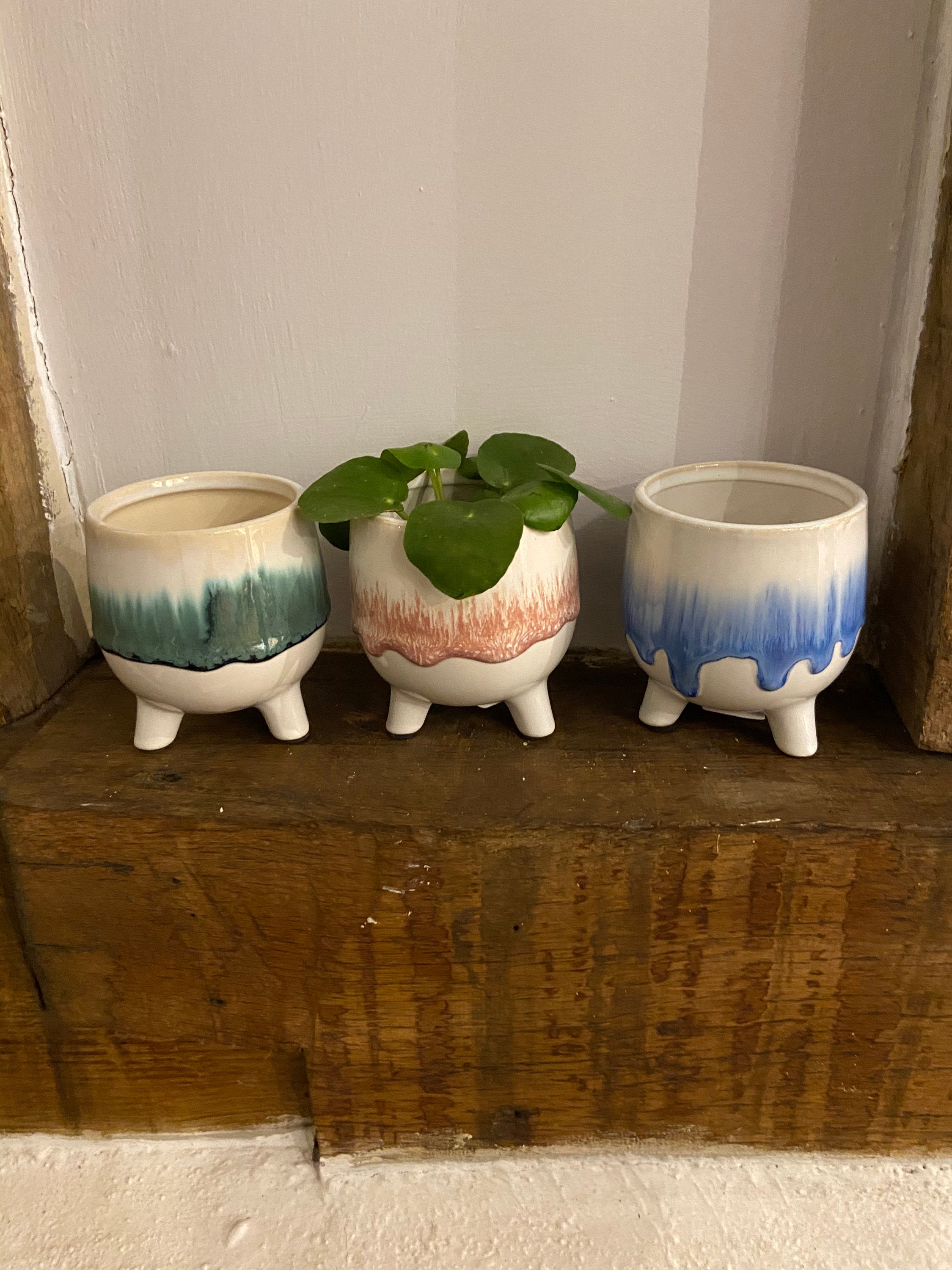 Colour drip plant pot on legs Mini plant pot Ceramic plant Etsy