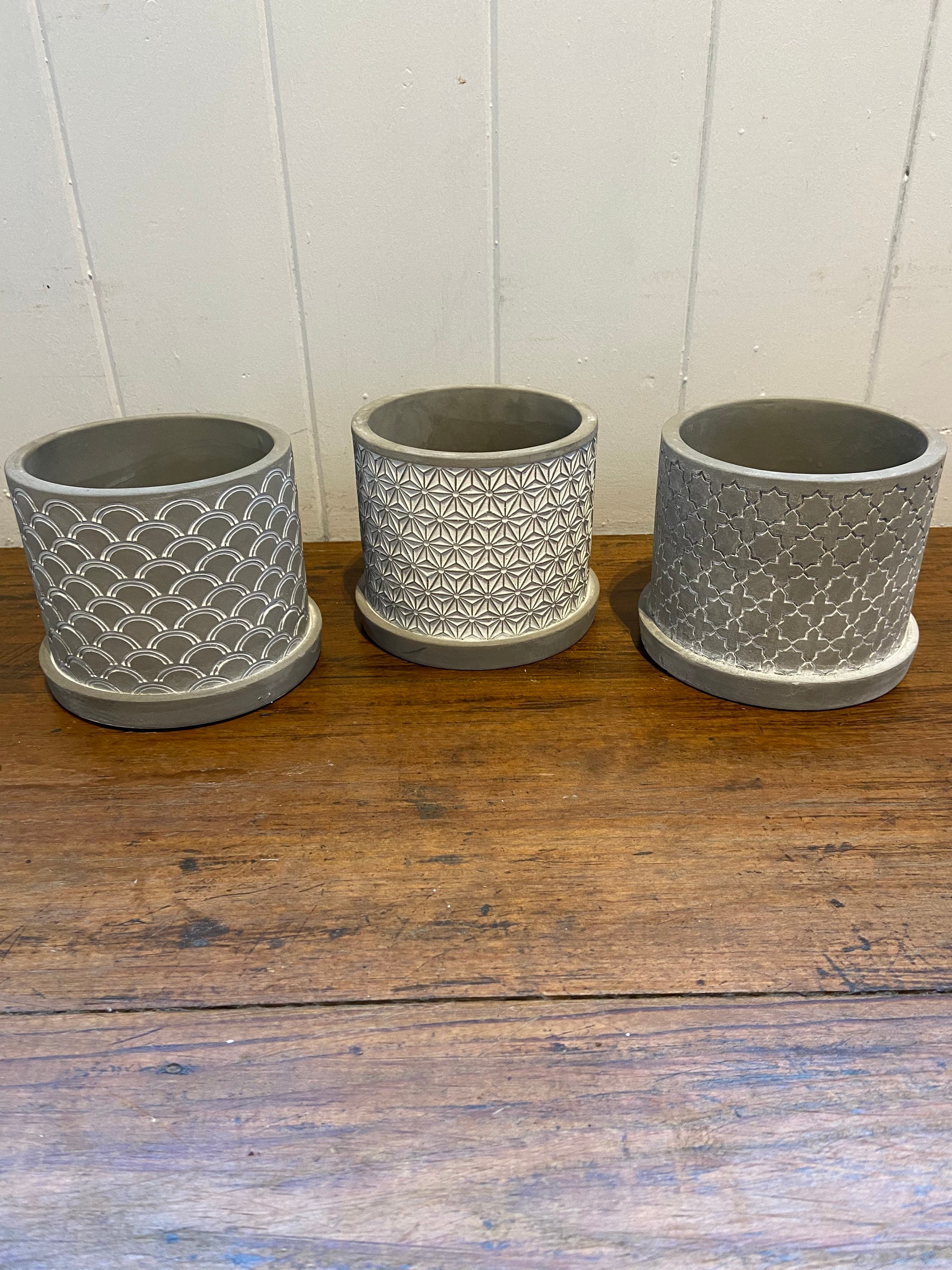 Small grey plant pot Concrete plant pots Grey and white Etsy