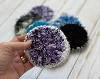 Reusable Crochet Dish Scrubbies | Double-Sided Kitchen Scrubbers | Handmade Eco-Friendly Dish Sponges | Set of 3