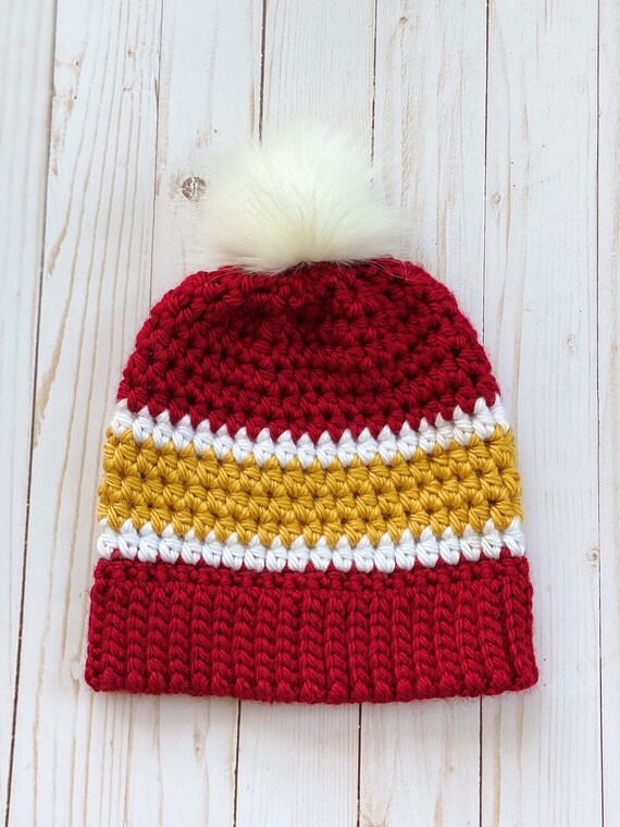 Crochet Kansas City Chiefs Beanie 