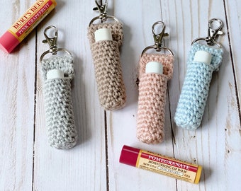 Crochet Lip Balm Holders | Chapstick Holders | Lip Balm Keychain | Chapstick Keychain | Lip Balm Holder with Swivel Clasp