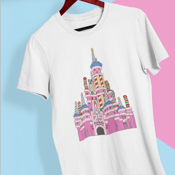 Walt Disney World 25th Anniversary Cake Unisex T-Shirt | Cinderella Pink Castle | 1996 Disney Castle Cake | Vintage Disney Shirt