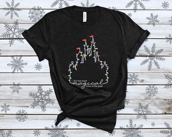 Most Magical Time of the Year Disney World Christmas Unisex T-Shirt | Disney Castle | Unique Holiday Disneyland | Christmas Lights Disney