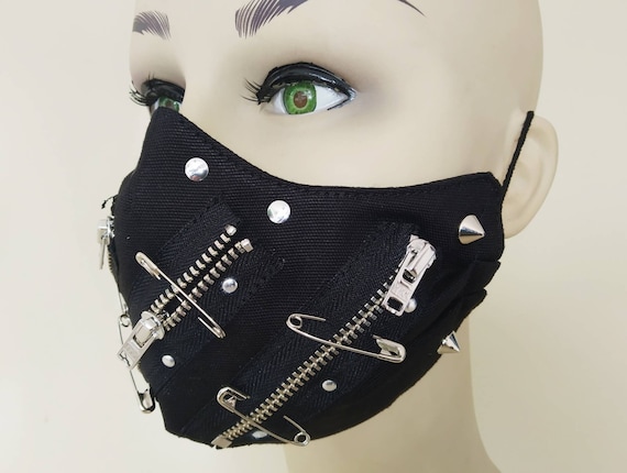 Gotika&#39;80 Face Mask & Filter Cover, Washable, 3 Layers, 3 Sizes, 2 Closures, Punk clothing, Gothic, emo mask, visual kei, harajuku, manga