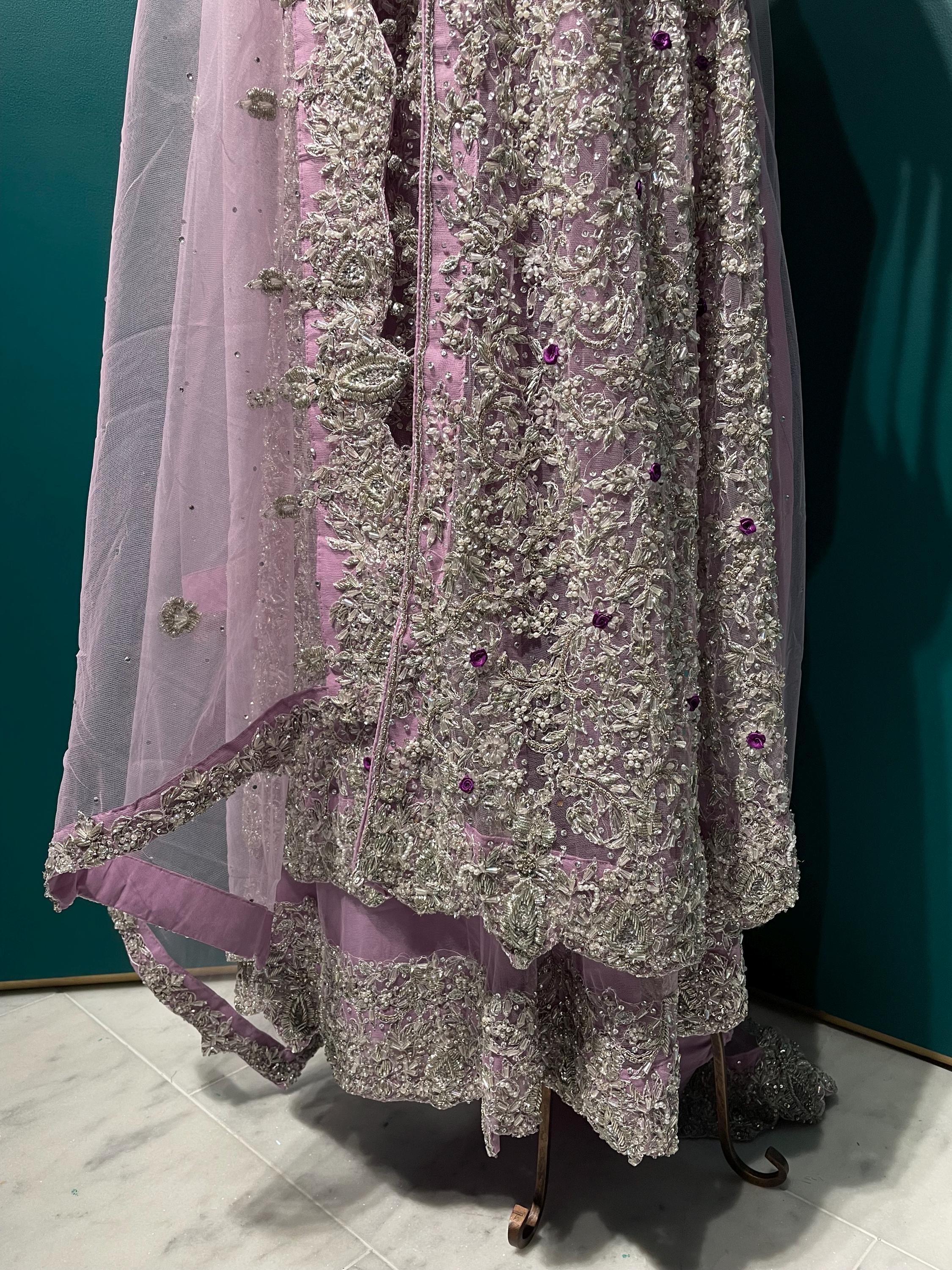 Lavender Pure Pure Soft Crep Viscose Silk Long Sleeves Bridal Blouse main image 1