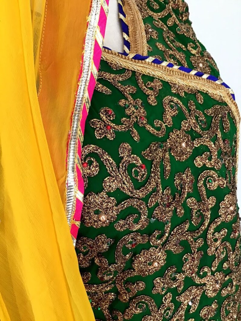 Greenred partywedding wear gharara