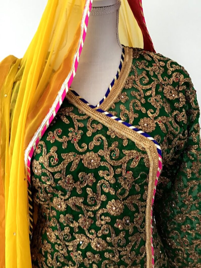 Greenred partywedding wear gharara