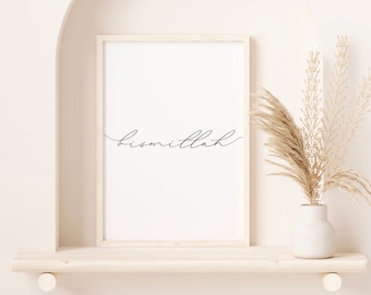 Arte della calligrafia araba Bismillah, arredamento islamico per la casa (download digitale)