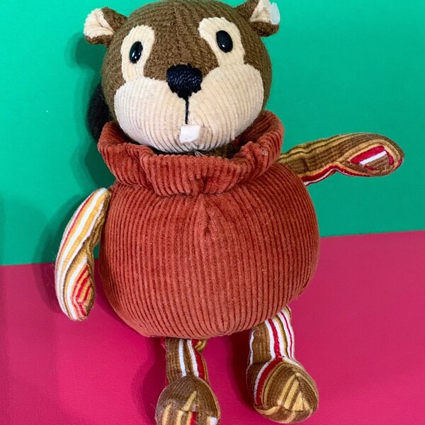 Vintage Plush GUND Fall Friends Pull String Vibrating Beaver 6”