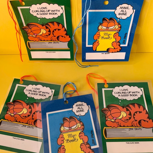 Laminated Garfield Vintage Bookmark 4” (write your name) Your Choice Green or Blue