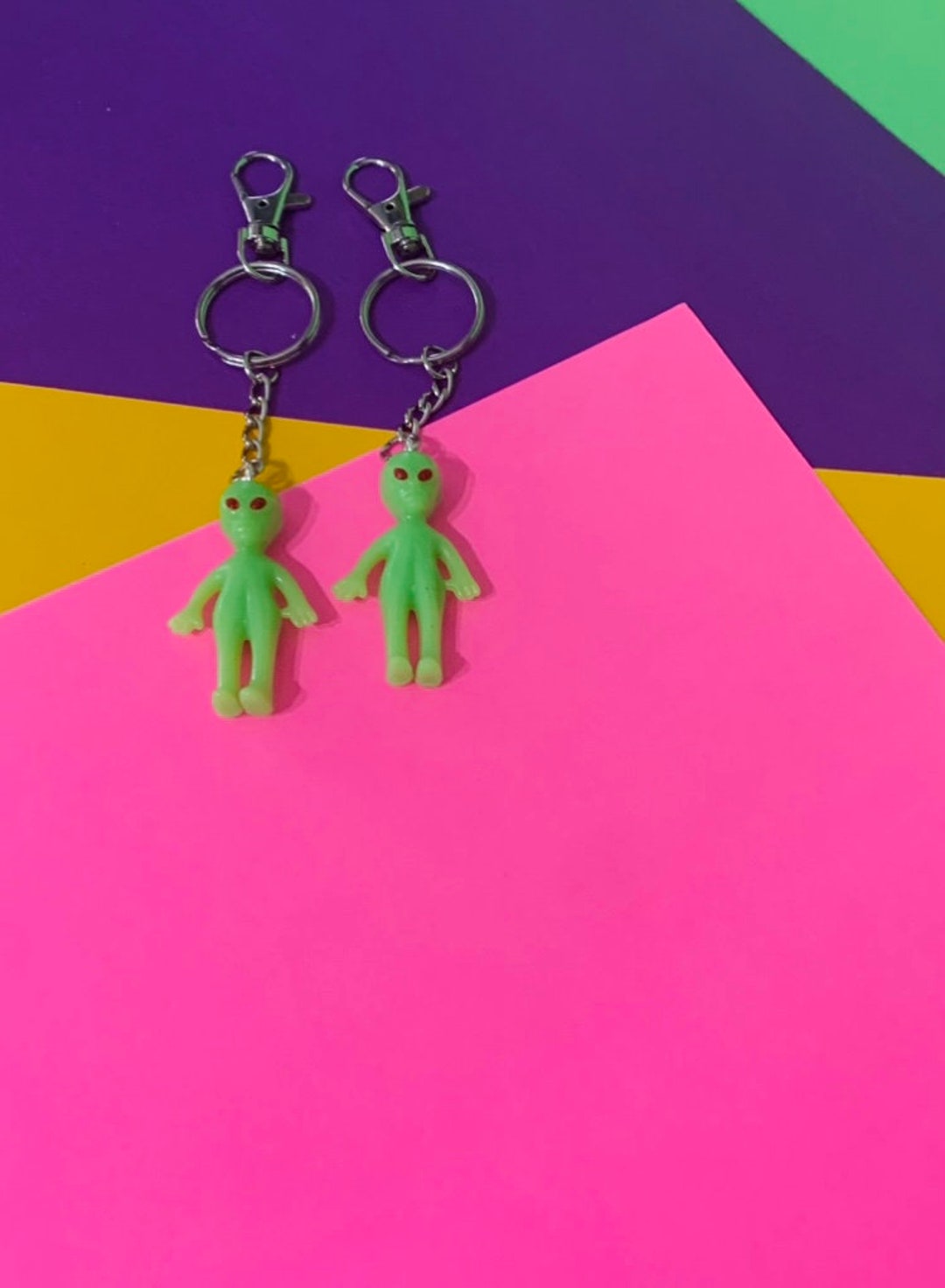 Rubber Alien Glow-in-the-dark Keychain W/swivel Lobster Claw 2 - Etsy