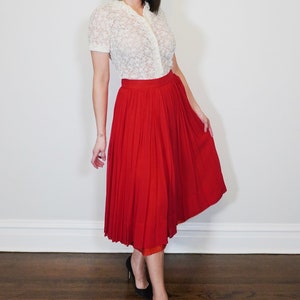 CHERRY Red 1950s Cute Full Skirt 14&quot; Waist - 50s Fifties True Vintage Fashion
