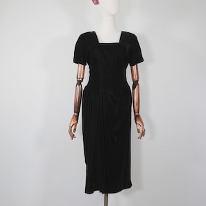 1940s VELVET Black Evening Skirt Design Cocktail Dress 40s Forties - Small / Medium S/M