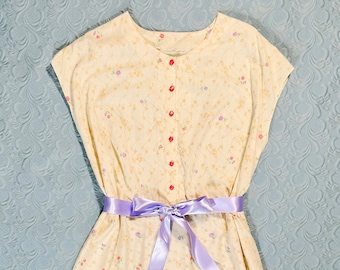 VOLUP 1960s Summer Floral Dress w/ Matching Bolero Jacket Cotton Handmade Set - 60s 50s True Fifties Fashion