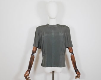 1940s Green Rayon Blouse - Cocktail Evening Top Attire True Vintage 40s Forties