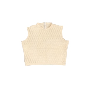 Krämfärgad SMALL 1950-tals Beskuren Bad Girl Ärmlös Tröja Rund Halsad Topp Äkta VINTAGE 50-60-tal Vintage 50-60-tal