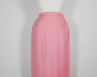 Petite Light Pink 1950s High Waisted 100 % Soft Wool VINTAGE Pencil Skirt Pin Up Style