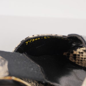 RARE Late 1950s Snakeskin Black Patent Leather Spring O Lators Sandal Heels BOMBSHELL Pin UP True 60s 50s 1960s Sexy Vintage Shoes image 8