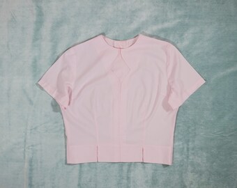 Light Pink 1950s / 1960s Short Sleeve Blouse Top Shirt Vintage  - Fifties 50s 60s True Vintage Style VTG