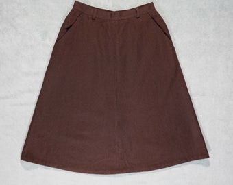 MEDIUM 1940s Style Chocolate Brown Wool A Line Skirt - 40s 70s Forties Style  Seventies True Vintage Fashion VTG