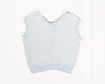 JANTZEN 1950er Jahre Hellblaues Crop Top - Fifties Vintage - 50er später 1960er True Vintage - PETITE Pin Up Style - V Ausschnitt