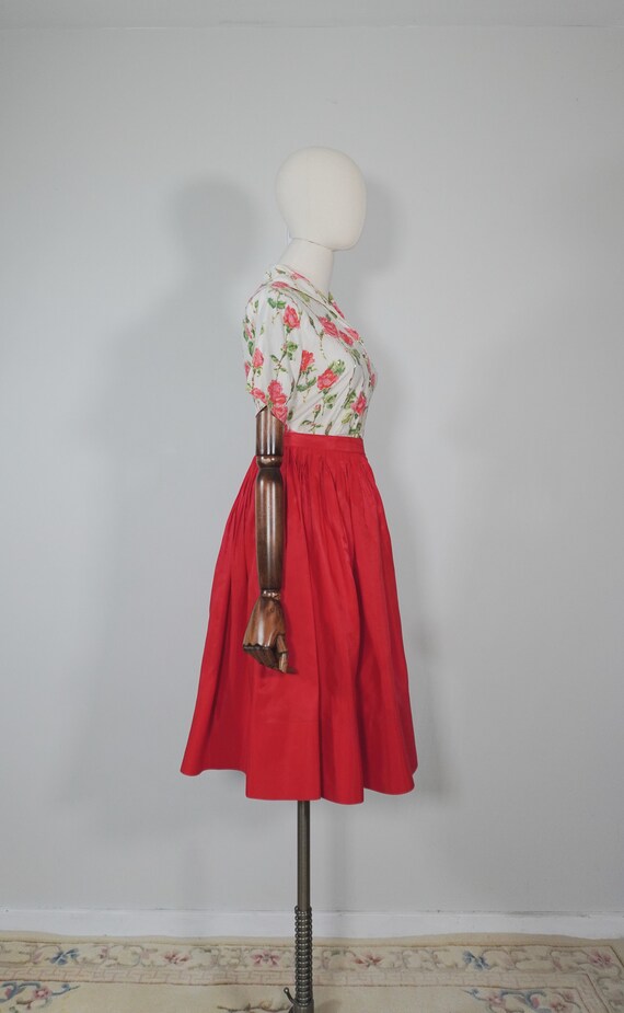 Red 1950s Cute Half Circle Skirt- 50s Fifties Tru… - image 3