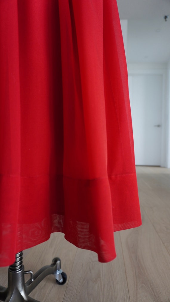 PETITE 1950s RED Chiffon Cocktail Evening Party E… - image 4