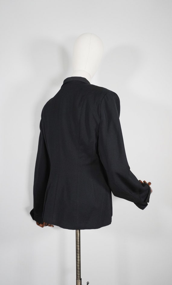 Late 1940s Black Tailored Women's Suit Jacket Gab… - image 2