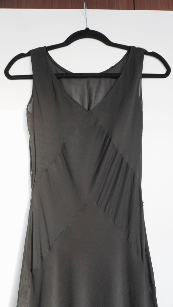 SMALL 1930s Black Silk Chiffon Gown Bias Cut Deta… - image 2