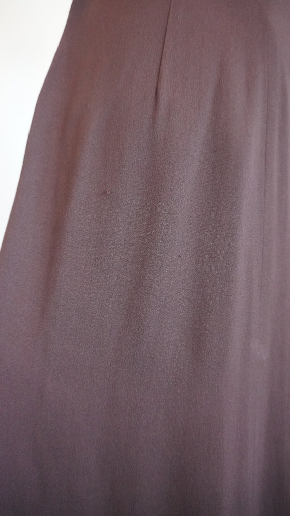 LATE 1930s Chocolate Brown Rayon Crepe Dress with… - image 6