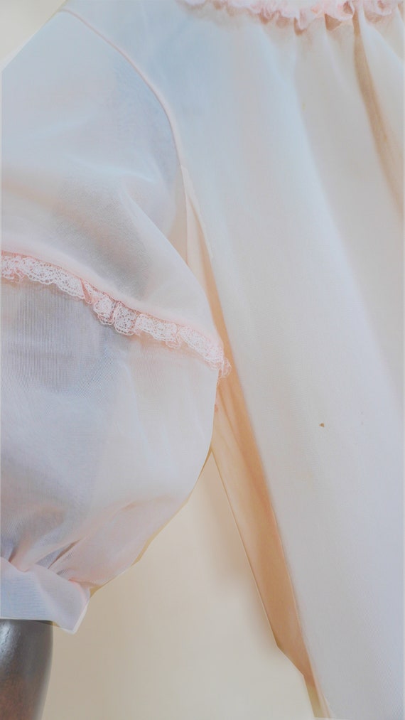 Light Pink Sheer Negligee Button Down Top Blouse … - image 7