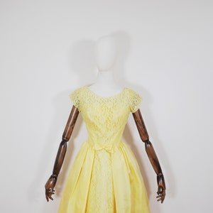 PETITE Citrusgele chiffonjurk jaren 50 - Jaren 50 True Vintage Petite 50s Style XXS - XS