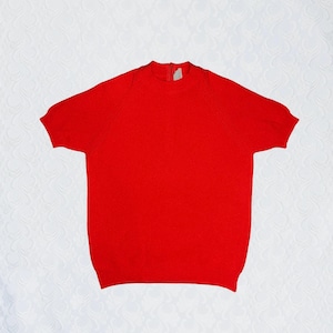 LITEN Röd Tröja Stickad Rund Halsringning Topp Bad Girl True VINTAGE Sextiotal VTG 60-70-tal