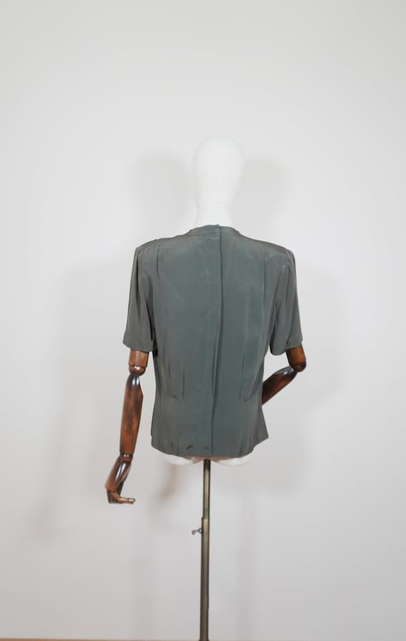 1940s Green Rayon Blouse - Cocktail Evening Top A… - image 5
