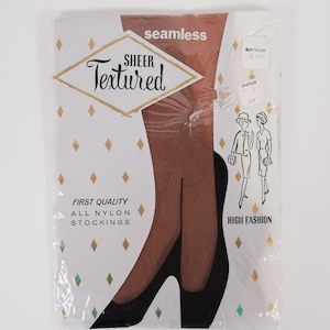 Vintage Textured Nylon Stocking 1950s - 1960s First Quality Retro MCM Ladies Hosiery Seamless Support NEW VTG tights Pantyhose