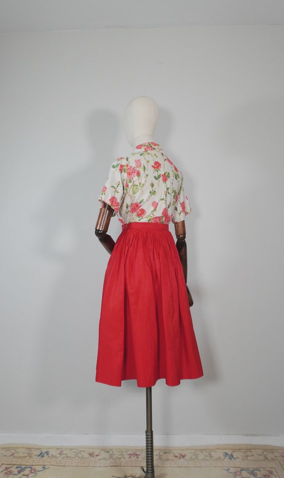 Red 1950s Cute Half Circle Skirt- 50s Fifties Tru… - image 5